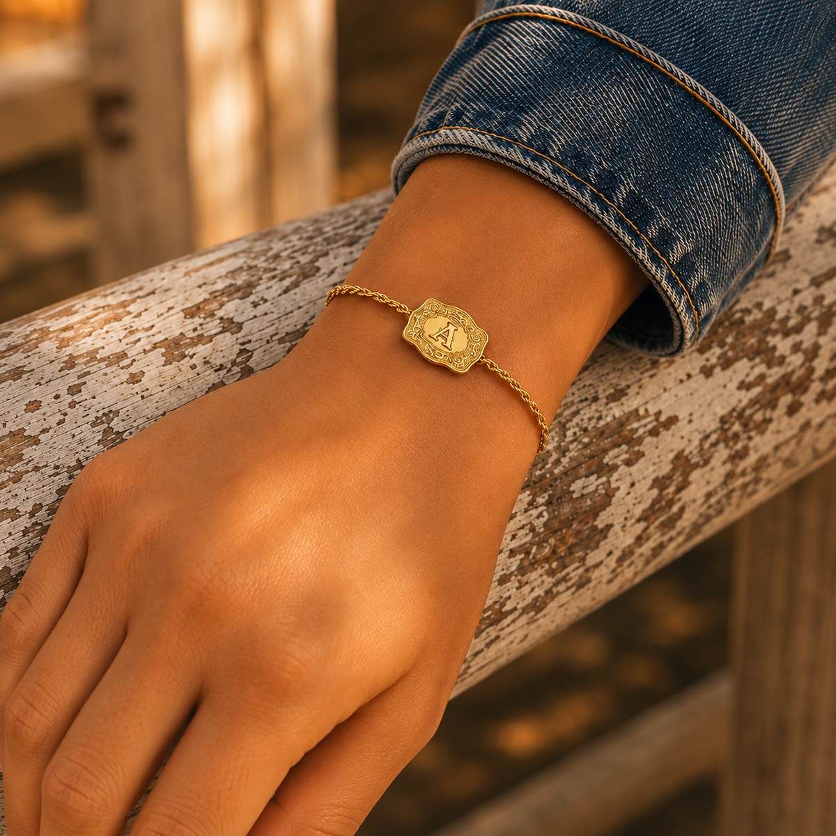Mini Belt Buckle Initial Bracelet
